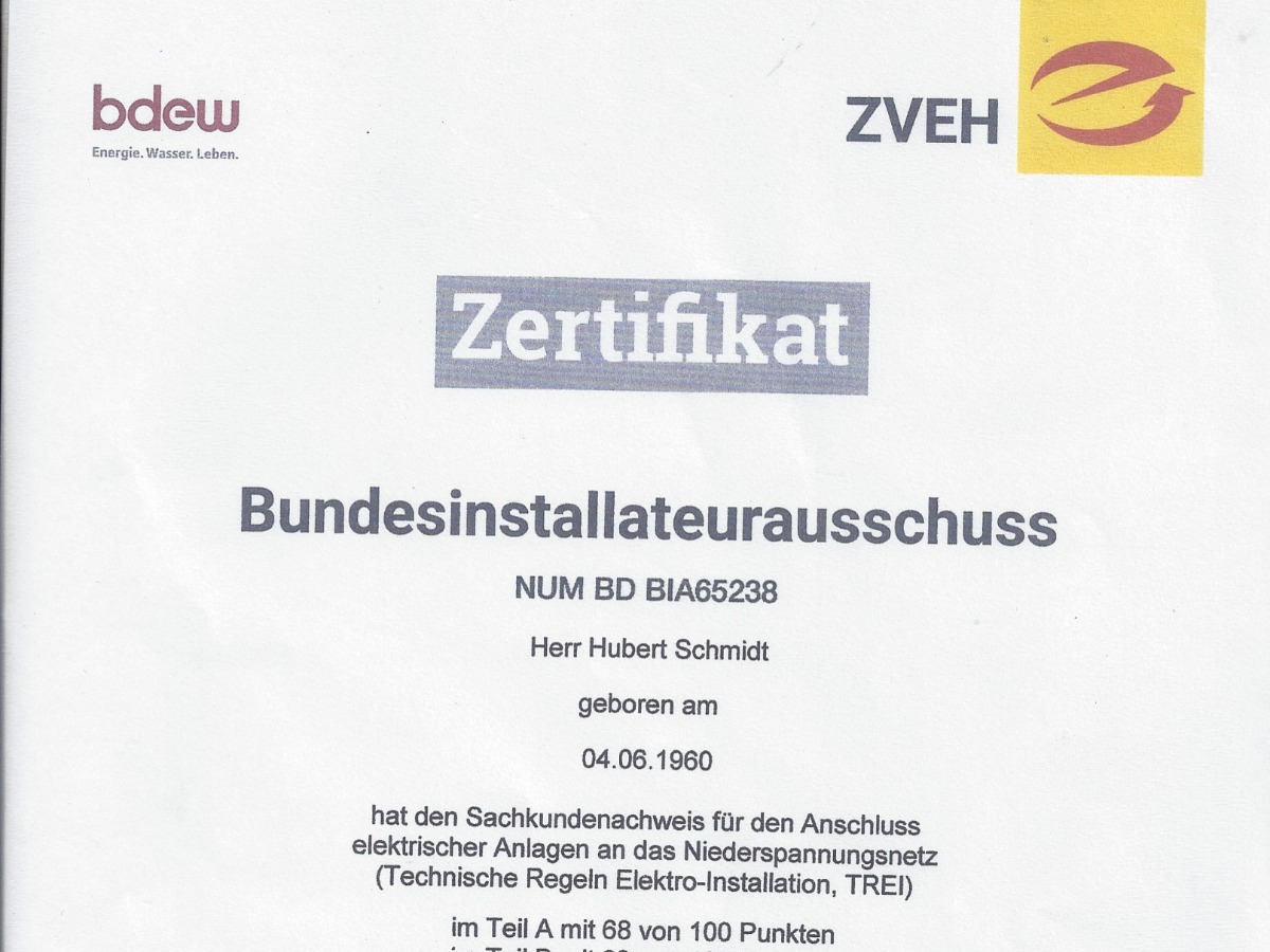 Wichtige Fortbildung Befähigung vom Installateursausschuss